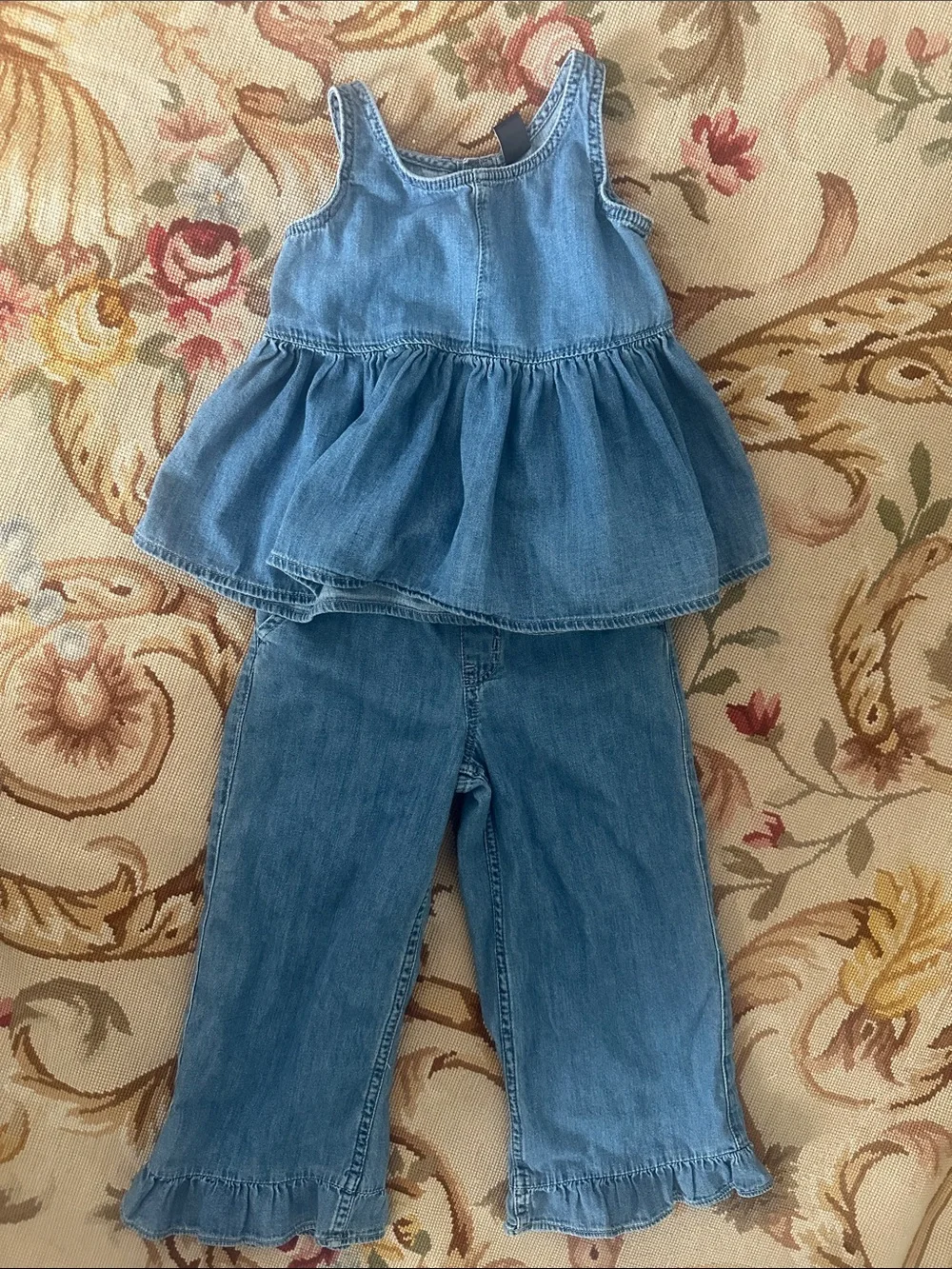 GAP Light Blue Denim Ruffle Jeans Set